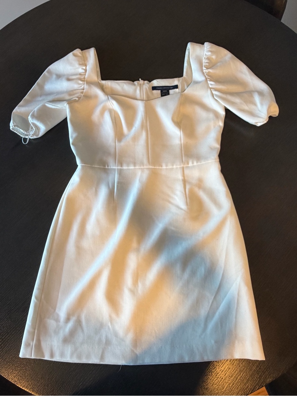 French Connection Cream Square-Neck Puff Sleeve Mini Dress